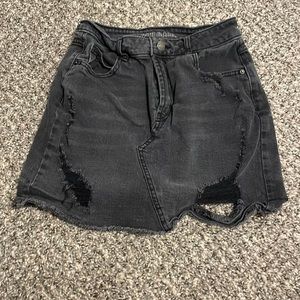 Black jean mini skirt